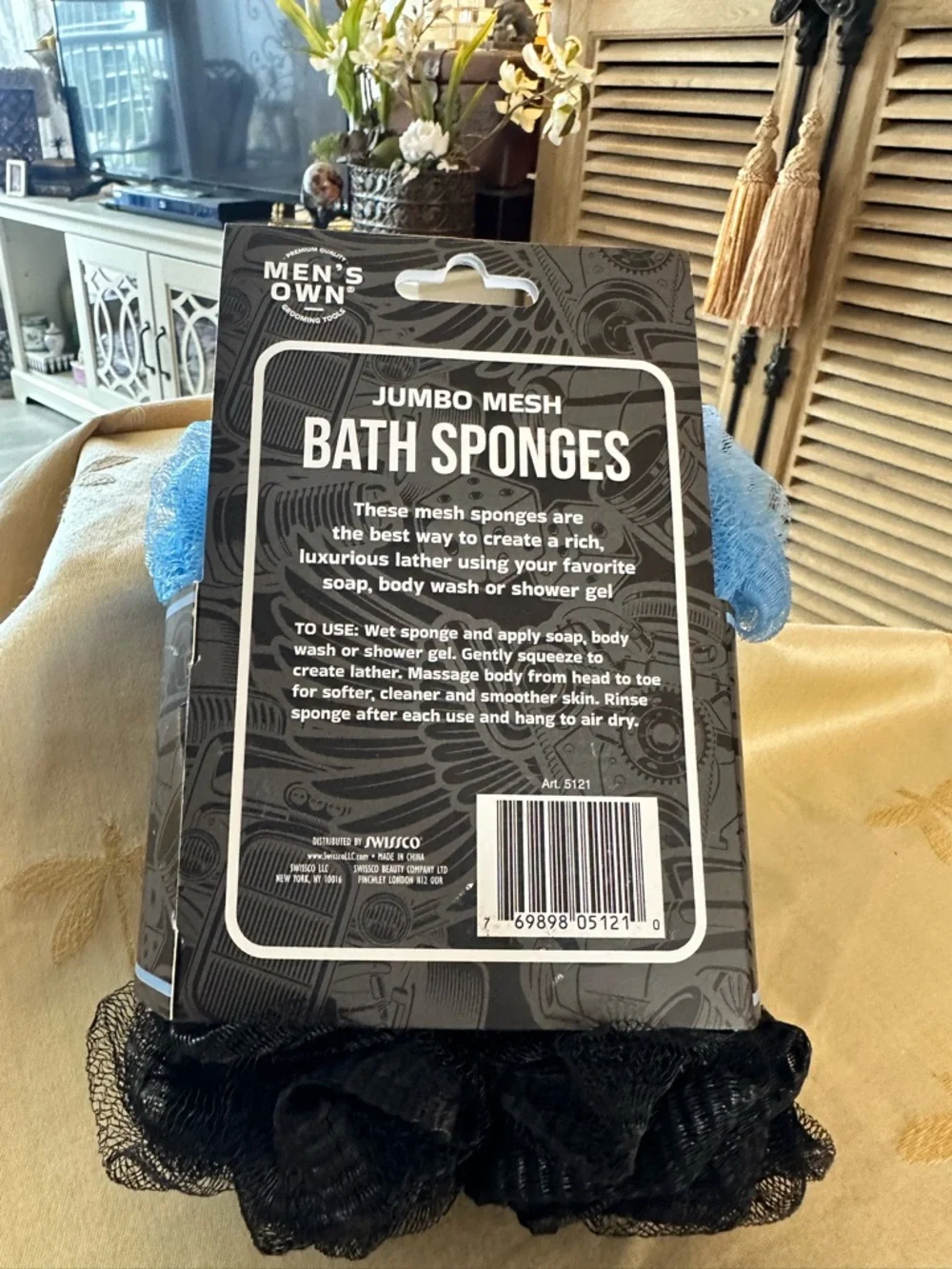 Men’s Own Grooming Tools. Jumbo Mesh Bath Sponges. Cleanse & Exfoliate. 2 Pack.